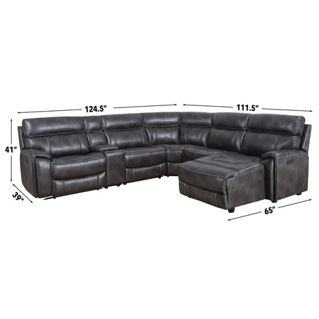 Provo Gray 6-Piece RAF Chaise Dual Power Reclining Sectional from Steve Silver - Luna Furniture