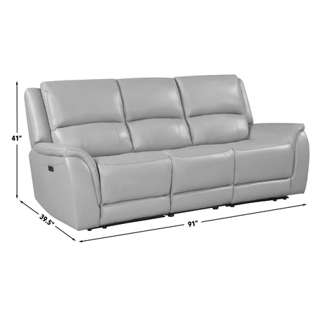 Alexandria Stone 3-Piece Top-Grain Leather Power Reclining Living Room Set from Steve Silver - Luna Furniture