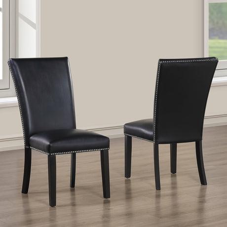 Artemis White/Black 5-Piece 70″ Rectangle Marble Top Dining Set with Vegan Leather Chairs from Steve Silver - Luna Furniture