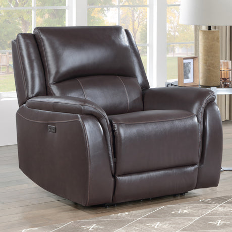 Alexandria Chocolate Top-Grain Leather Power Recliner from Steve Silver - Luna Furniture