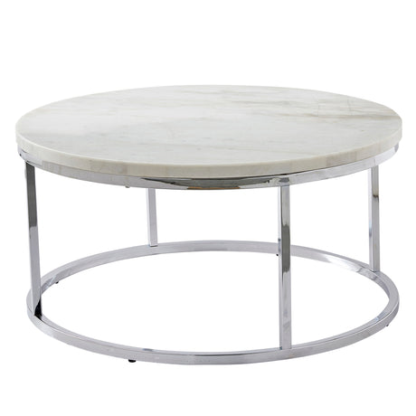 Echo White Marble Top Round Cocktail Table from Steve Silver - Luna Furniture