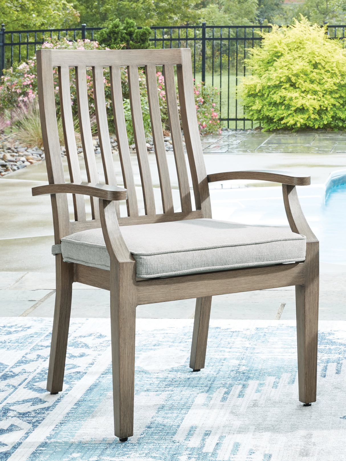 Rainier Ranch Outdoor Dining Table and 4 Chairs in Brown/Beige from Ashley Furniture - Luna Furniture