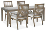 Rainier Ranch Outdoor Dining Table and 4 Chairs in Brown/Beige from Ashley Furniture - Luna Furniture