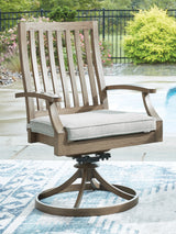 Rainier Ranch Outdoor Dining Table and 4 Chairs in Brown/Beige from Ashley Furniture - Luna Furniture