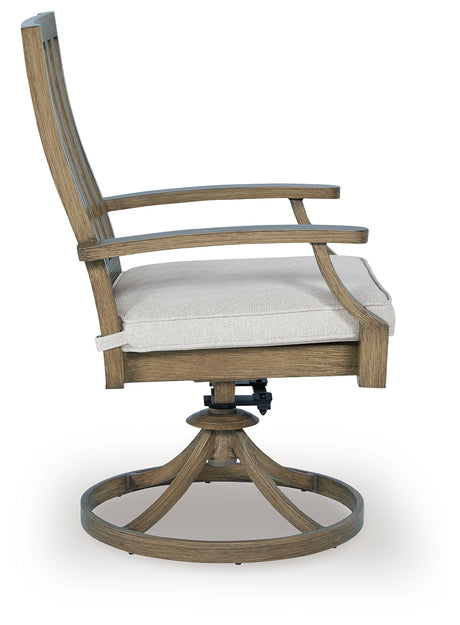 Rainier Ranch Outdoor Dining Table and 6 Chairs in Brown/Beige from Ashley Furniture - Luna Furniture