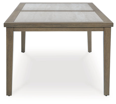 Rainier Ranch Outdoor Dining Table and 6 Chairs in Brown/Beige from Ashley Furniture - Luna Furniture