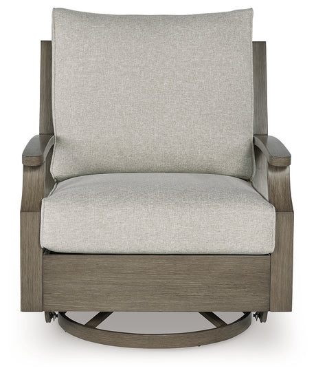 Rainier Ranch Outdoor Sofa and 2 Chairs with Coffee Table in Brown/Beige from Ashley Furniture - Luna Furniture