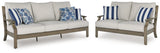 Rainier Ranch Outdoor Sofa and Loveseat in Brown/Beige from Ashley - Luna Furniture