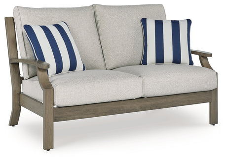 Rainier Ranch Outdoor Sofa and Loveseat in Brown/Beige from Ashley - Luna Furniture