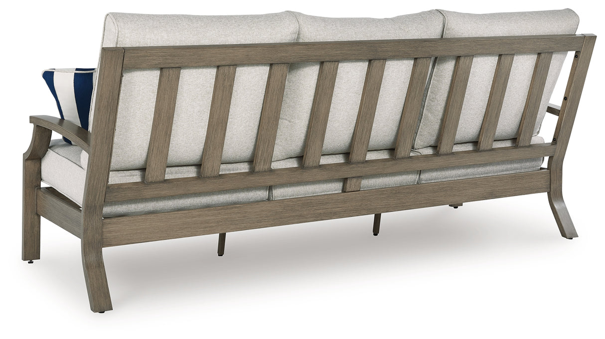 Rainier Ranch Outdoor Sofa and Loveseat in Brown/Beige from Ashley - Luna Furniture