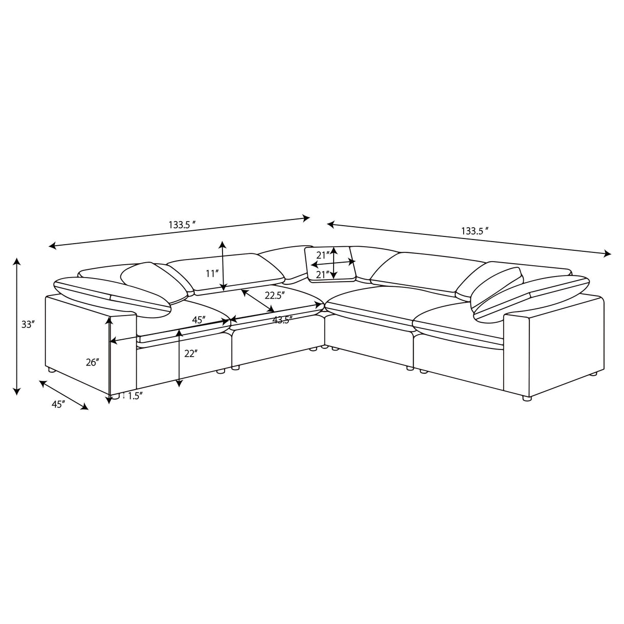 Raleigh 5-piece Boucle Upholstered Modular Sectional Grey from Coaster - Luna Furniture