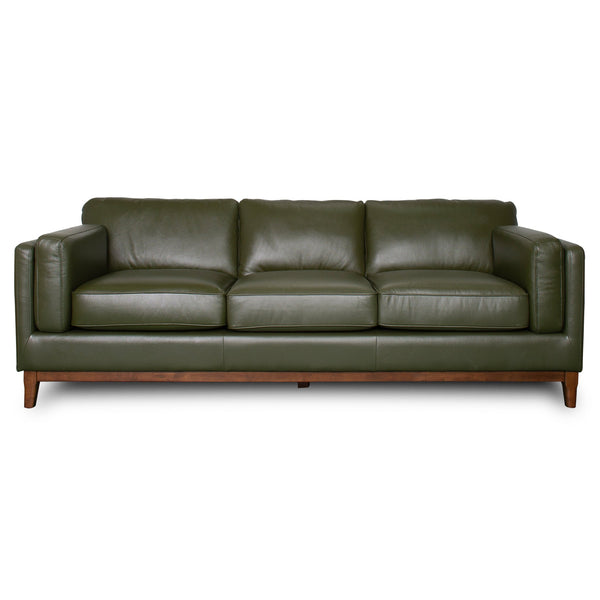 Raleigh Forest Green Top Grain Leather Sofa