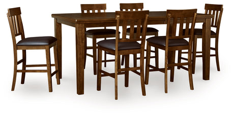 Ralene Counter Height Dining Table and 6 Barstools in Medium Brown from Ashley - Luna Furniture