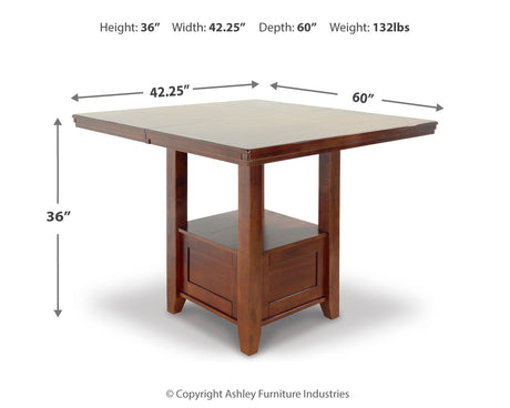 Ralene Counter Height Dining Table and 6 Barstools with Storage in Medium Brown from Ashley - Luna Furniture