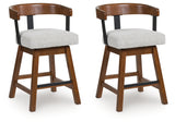 Ralene Medium Brown Counter Height Barstool (Set of 2), Set of 2 from Ashley - Luna Furniture