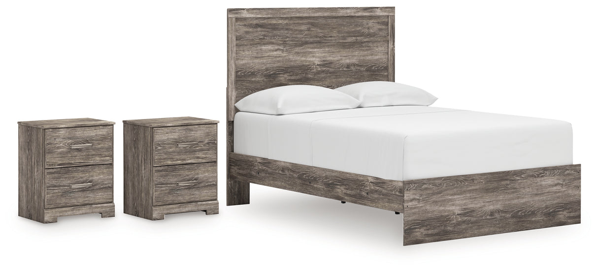 Ralinksi Full Panel Bed with 2 Nightstands in Gray from Ashley - Luna Furniture