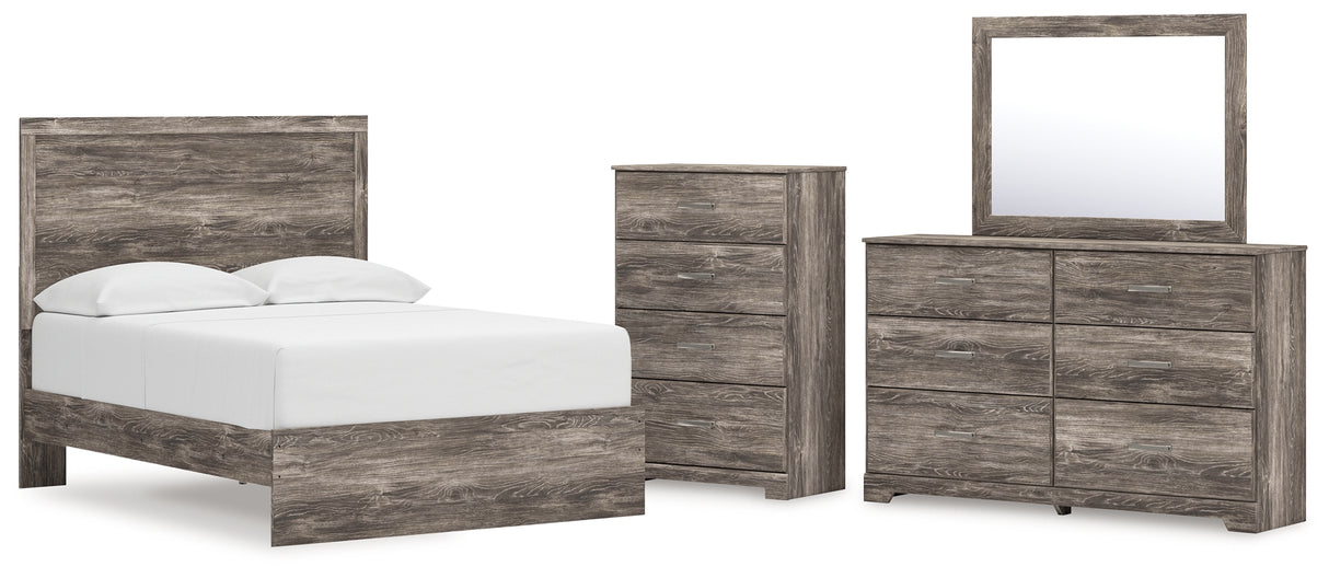 Ralinksi Full Panel Bed with Mirrored Dresser and Chest in Gray from Ashley - Luna Furniture