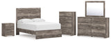 Ralinksi Full Panel Bed with Mirrored Dresser, Chest and Nightstand in Gray from Ashley - Luna Furniture