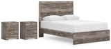Ralinksi Queen Panel Bed with 2 Nightstands in Gray from Ashley - Luna Furniture