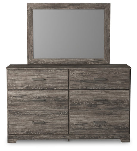 Ralinksi Queen Panel Bed with Mirrored Dresser and Chest in Gray from Ashley - Luna Furniture