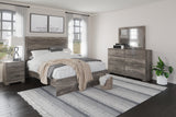 Ralinksi Queen Panel Bed with Mirrored Dresser and Nightstand in Gray from Ashley - Luna Furniture