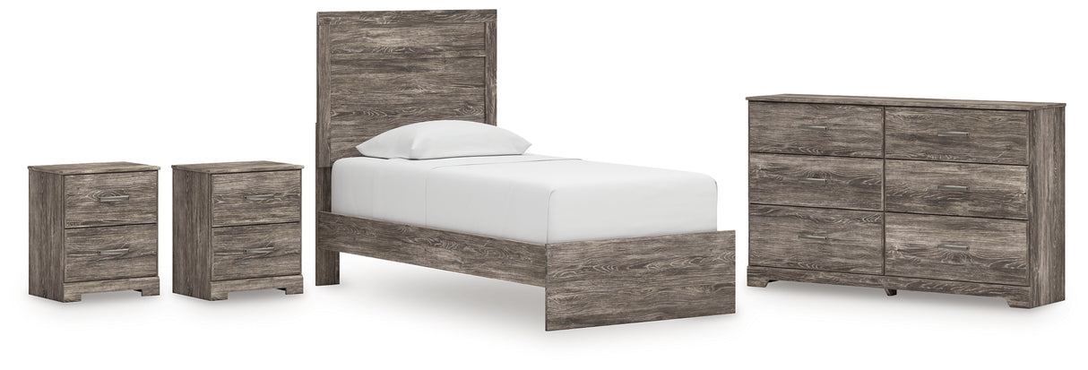 Ralinksi Twin Panel Bed with Dresser and 2 Nightstands in Gray from Ashley - Luna Furniture