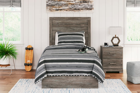 Ralinksi Twin Panel Bed with Nightstand in Gray from Ashley - Luna Furniture