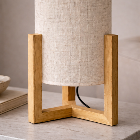 Rayna Table Lamp Oak and Natural from Ashcroft Furniture - Luna Furniture