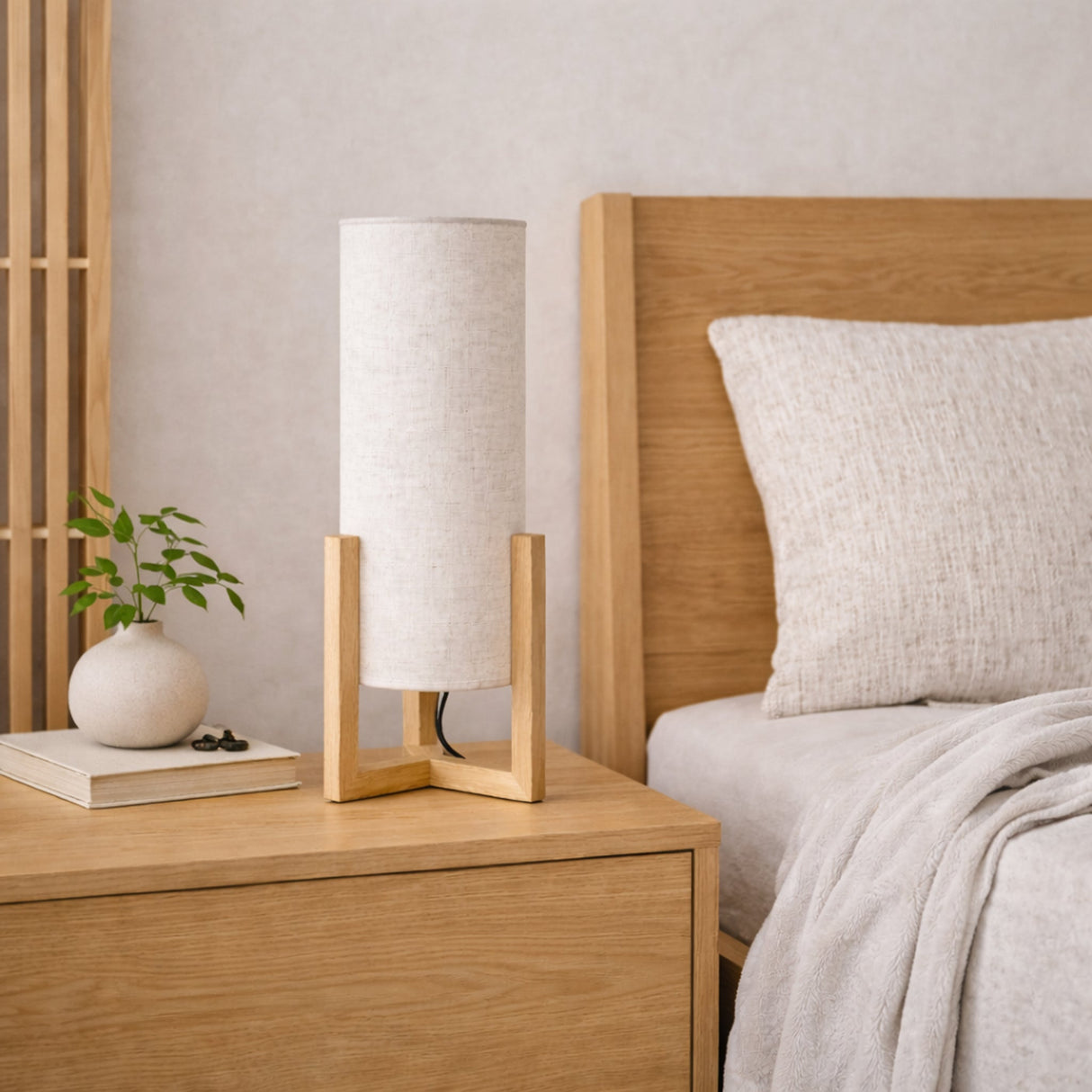 Rayna Table Lamp Oak and Natural from Ashcroft Furniture - Luna Furniture