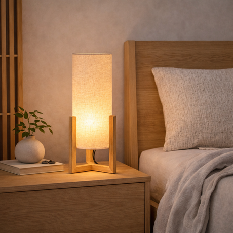 Rayna Table Lamp Oak and Natural from Ashcroft Furniture - Luna Furniture