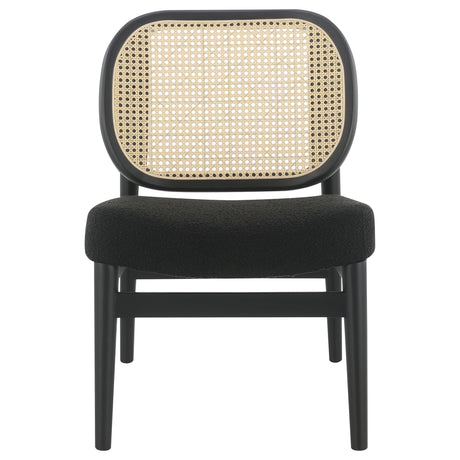 Rayo Black Rattan Cane Back Accent Chair with Padded Seat from Coaster - Luna Furniture