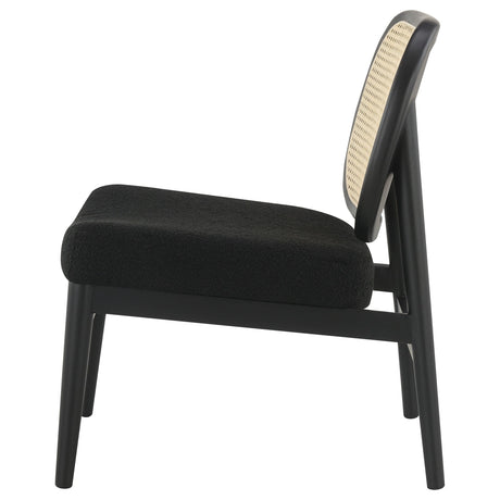 Rayo Black Rattan Cane Back Accent Chair with Padded Seat from Coaster - Luna Furniture