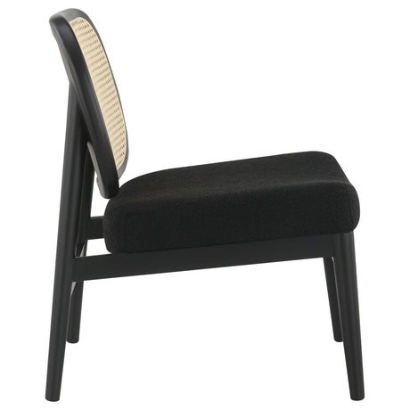 Rayo Black Rattan Cane Back Accent Chair with Padded Seat from Coaster - Luna Furniture