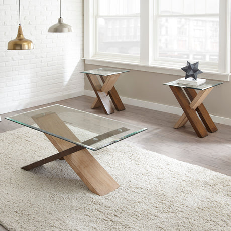 Tasha 3-Piece Set(Glass Top Cocktail & 2 End Tables) from Steve Silver - Luna Furniture
