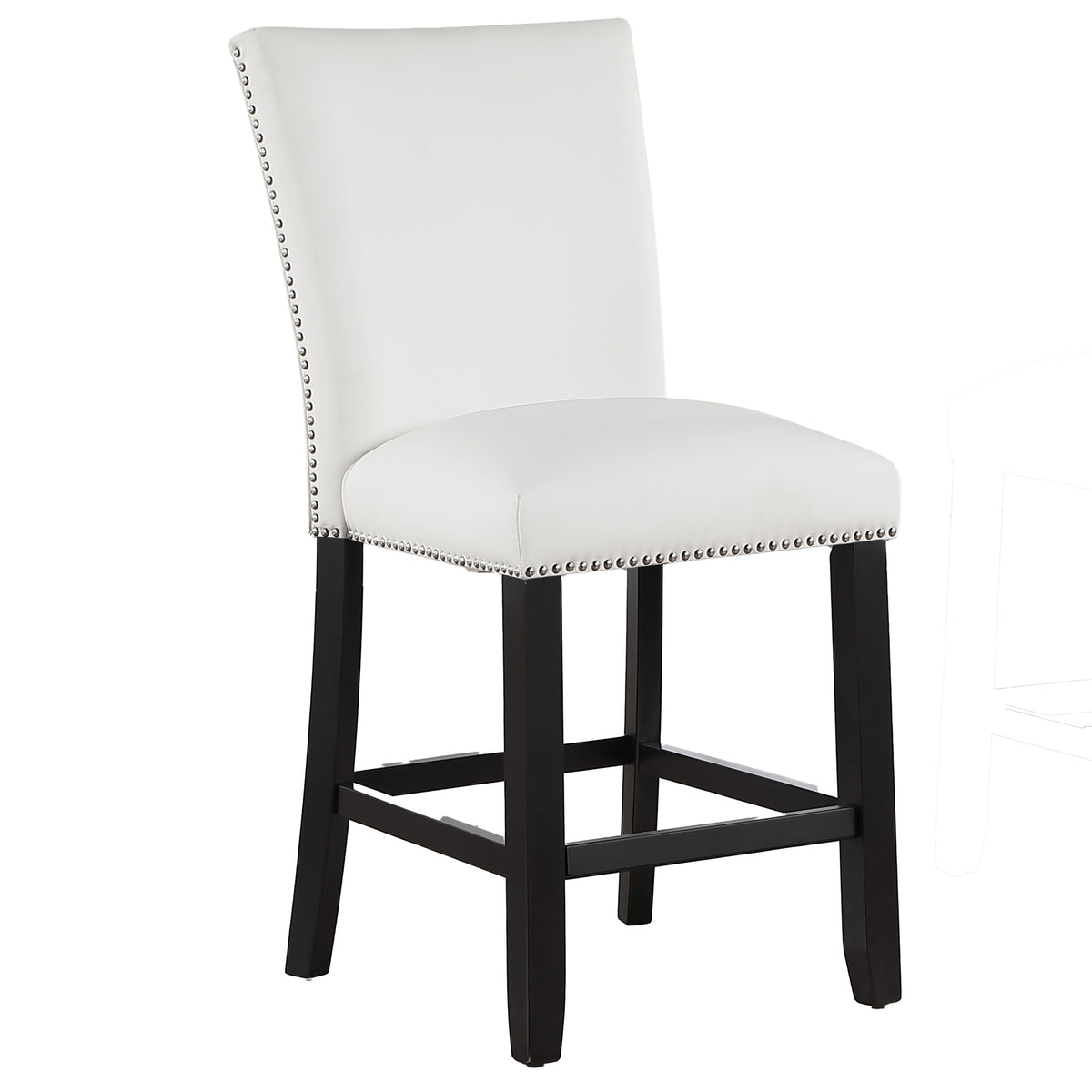 Artemis White Square Marble Top 9-Piece Counter Height Dining Set with White Vegan Leather Chairs