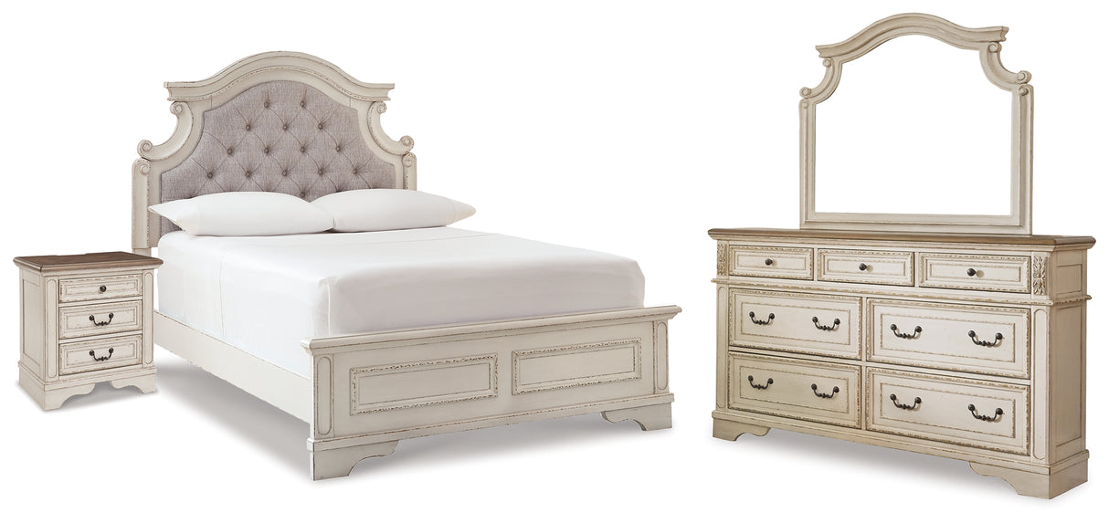 Realyn Full Panel Bed, Dresser, Mirror and Nightstand from Ashley - Luna Furniture