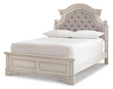Realyn Chipped White Full Panel Bed with Mirrored Dresser, Chest and 2 Nightstands from Ashley Furniture - Luna Furniture