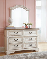 Realyn White Full Panel Bed with Mirrored Dresser in Chipped from Ashley Furniture - Luna Furniture