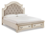 Realyn Two-Tone King Upholstered Bed with Mirrored Dresser and Chest from Ashley Furniture - Luna Furniture