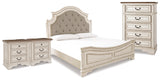 Realyn King Upholstered Panel Bed, Chest and 2 Nightstands from Ashley - Luna Furniture