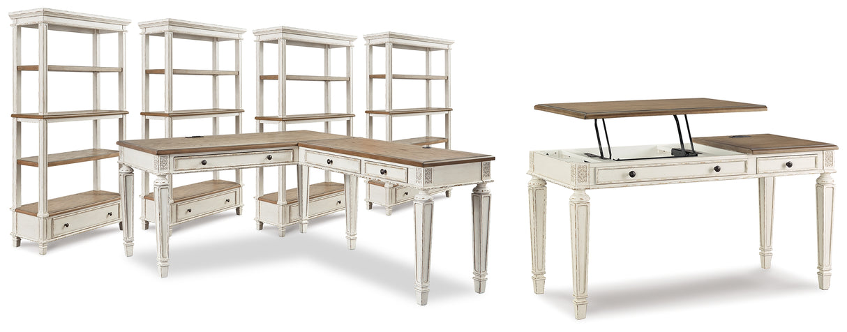 Realyn Lift-top Desk, L-shaped Desk and 4 Bookcases from Ashley Furniture - Luna Furniture
