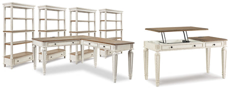 Realyn Lift-top Desk, L-shaped Desk and 4 Bookcases from Ashley - Luna Furniture