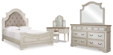 Realyn Queen Panel Bed, Dresser, Mirror and Vanity from Ashley - Luna Furniture
