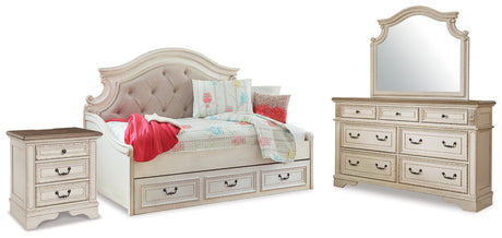 Realyn Twin Day Bed with Storage, Dresser, Mirror and Nightstand from Ashley - Luna Furniture