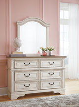 Realyn Chipped White Twin Panel Bed with Mirrored Dresser and Chest from Ashley - Luna Furniture