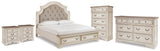 Realyn Two-tone King Storage Bed, Dresser, Chest and 2 Nightstands from Ashley - Luna Furniture
