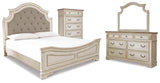Realyn Two-tone Queen Panel Bed, Dresser, Mirror and Chest from Ashley - Luna Furniture