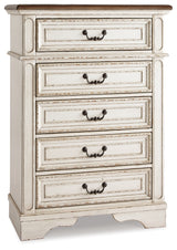 Realyn Two-tone Queen Panel Bed, Dresser, Mirror, Chest and Nightstand from Ashley - Luna Furniture