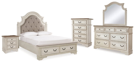 Realyn Two-tone Queen Panel Bed, Dresser, Mirror, Chest and Nightstand from Ashley - Luna Furniture