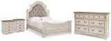 Realyn Two-tone Queen Upholstered Panel Bed, Dresser and 2 Nightstands from Ashley - Luna Furniture